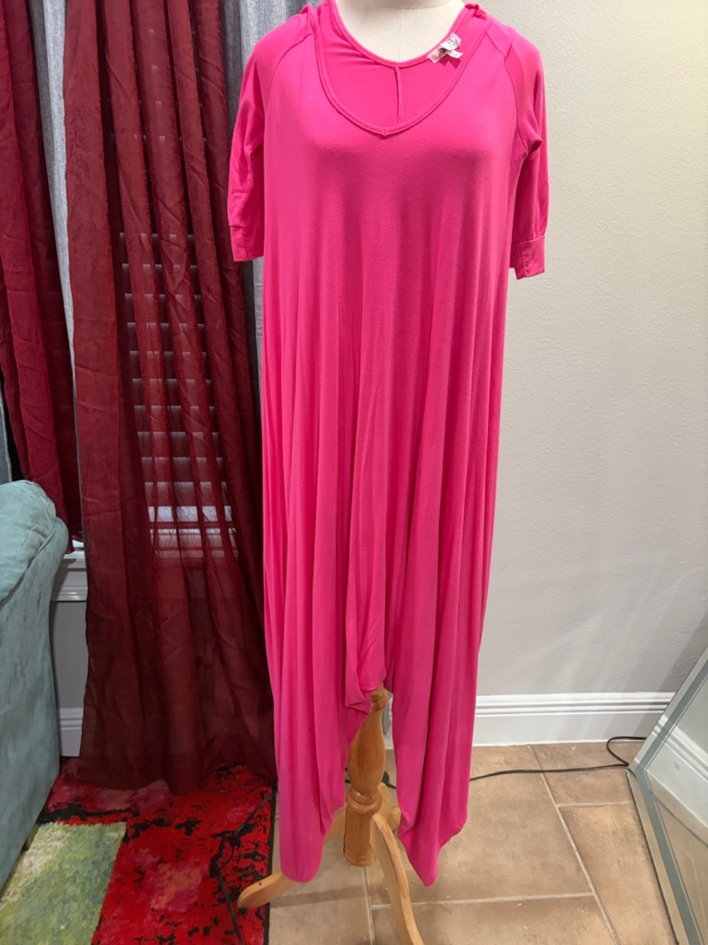 Bright Hot Pink Short Sleeve Jumpsuit